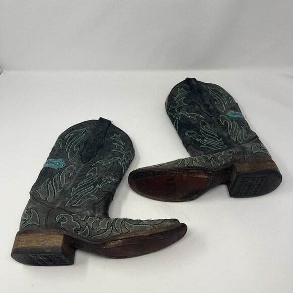 Corral Vintage cowboy boots 7M grey turquoise pre-worn - Picture 1 of 15